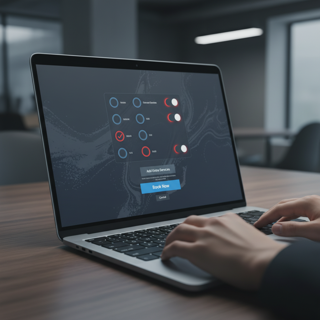 Service booking interface showing multiple dark pattern design elements