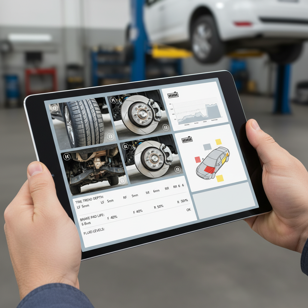 Digital vehicle inspection report showing color-coded condition ratings